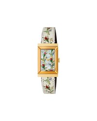 weiße Uhr mit Blumenmuster von Gucci