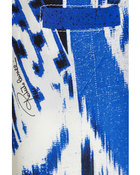 weiße und blaue bedruckte enge Hose von Roberto Cavalli