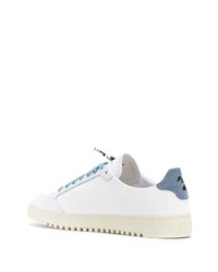 weiße und blaue bedruckte Leder niedrige Sneakers von Off-White