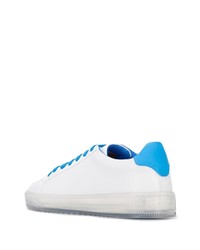 weiße und blaue bedruckte Leder niedrige Sneakers von Philipp Plein