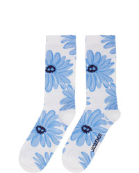 weiße und blaue bedruckte Socken von Jacquemus
