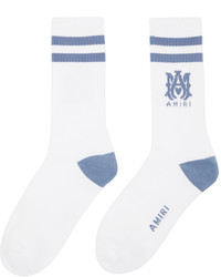 weiße und blaue bedruckte Socken von Amiri