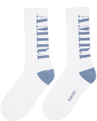 weiße und blaue bedruckte Socken von Amiri