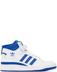 weiße und blaue hohe Sneakers aus Leder von adidas Originals