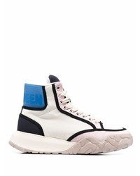 weiße und blaue hohe Sneakers aus Leder von Alexander McQueen