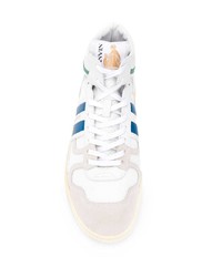 weiße und blaue hohe Sneakers aus Leder von Lanvin