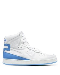 weiße und blaue hohe Sneakers aus Leder von Diadora