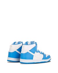 weiße und blaue hohe Sneakers aus Leder von Nike