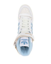 weiße und blaue hohe Sneakers aus Leder von adidas