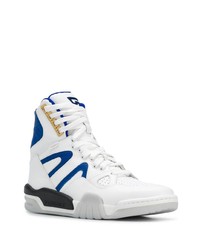 weiße und blaue hohe Sneakers aus Leder von Versace
