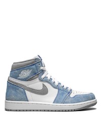 weiße und blaue hohe Sneakers aus Leder von Jordan