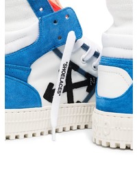 weiße und blaue hohe Sneakers aus Leder von Off-White