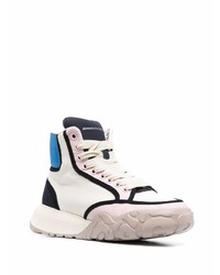 weiße und blaue hohe Sneakers aus Leder von Alexander McQueen