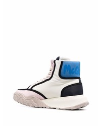 weiße und blaue hohe Sneakers aus Leder von Alexander McQueen