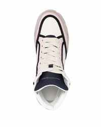 weiße und blaue hohe Sneakers aus Leder von Alexander McQueen