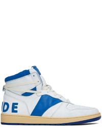 weiße und blaue hohe Sneakers aus Leder von Rhude