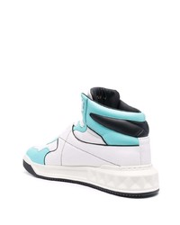 weiße und blaue hohe Sneakers aus Leder von Valentino Garavani