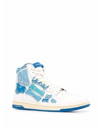 weiße und blaue hohe Sneakers aus Leder von Amiri