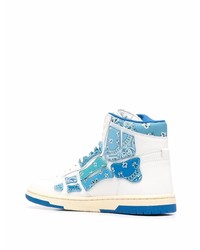 weiße und blaue hohe Sneakers aus Leder von Amiri