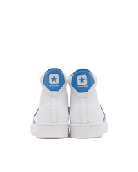 weiße und blaue hohe Sneakers aus Leder von Converse