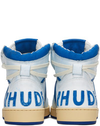 weiße und blaue hohe Sneakers aus Leder von Rhude