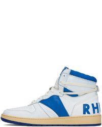 weiße und blaue hohe Sneakers aus Leder von Rhude