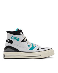 weiße und blaue hohe Sneakers aus Segeltuch von Converse
