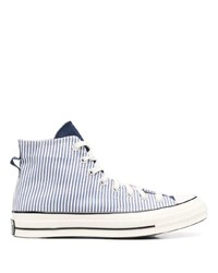 weiße und blaue hohe Sneakers aus Segeltuch von Converse