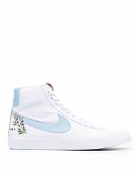 weiße und blaue hohe Sneakers aus Segeltuch von Nike