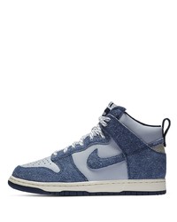 weiße und blaue hohe Sneakers aus Wildleder von Nike