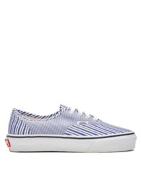 weiße und blaue horizontal gestreifte Segeltuch niedrige Sneakers von Vans