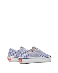 weiße und blaue horizontal gestreifte Segeltuch niedrige Sneakers von Vans