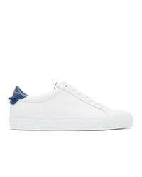 weiße und blaue Leder niedrige Sneakers