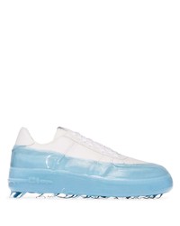 weiße und blaue Leder niedrige Sneakers von 424