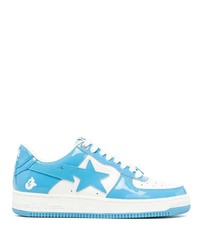 weiße und blaue Leder niedrige Sneakers von A Bathing Ape