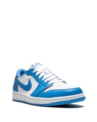 weiße und blaue Leder niedrige Sneakers von Jordan