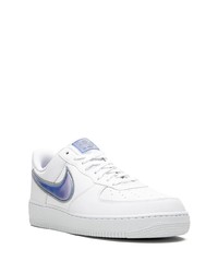 weiße und blaue Leder niedrige Sneakers von Nike