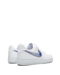 weiße und blaue Leder niedrige Sneakers von Nike