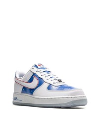 weiße und blaue Leder niedrige Sneakers von Nike