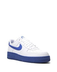 weiße und blaue Leder niedrige Sneakers von Nike