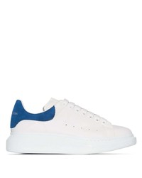 weiße und blaue Leder niedrige Sneakers von Alexander McQueen