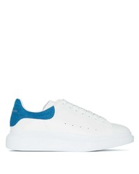 weiße und blaue Leder niedrige Sneakers von Alexander McQueen