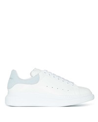 weiße und blaue Leder niedrige Sneakers von Alexander McQueen