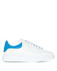 weiße und blaue Leder niedrige Sneakers von Alexander McQueen