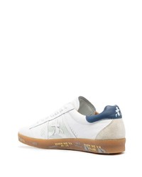 weiße und blaue Leder niedrige Sneakers von Premiata