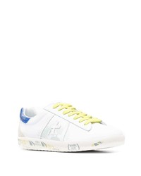 weiße und blaue Leder niedrige Sneakers von Premiata