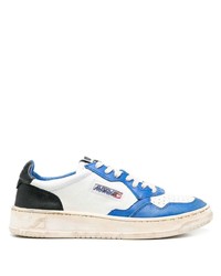 weiße und blaue Leder niedrige Sneakers von AUTRY