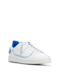 weiße und blaue Leder niedrige Sneakers von Valentino Garavani