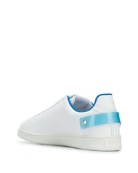 weiße und blaue Leder niedrige Sneakers von Valentino Garavani