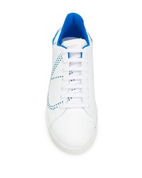 weiße und blaue Leder niedrige Sneakers von Valentino Garavani